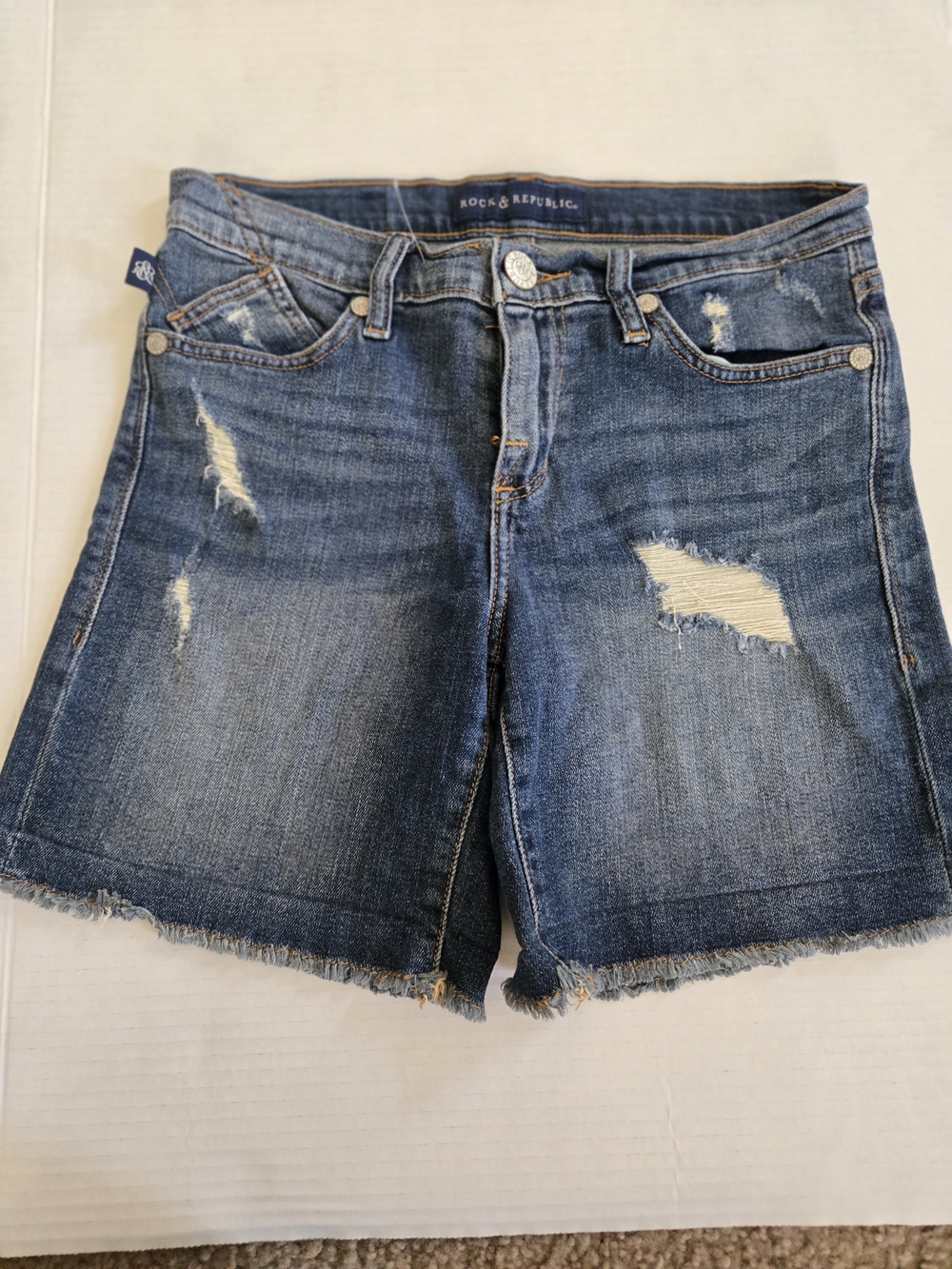 Rock & Republic Blue Distressed Denim Cutoff Shorts